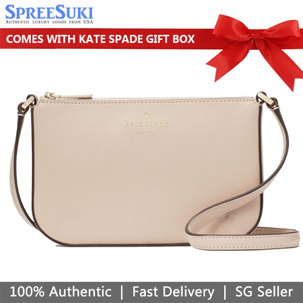 Kate Spade Small Crossbody Bag Sling Saffiano Pvc Leather Schuyler Beige # KE702