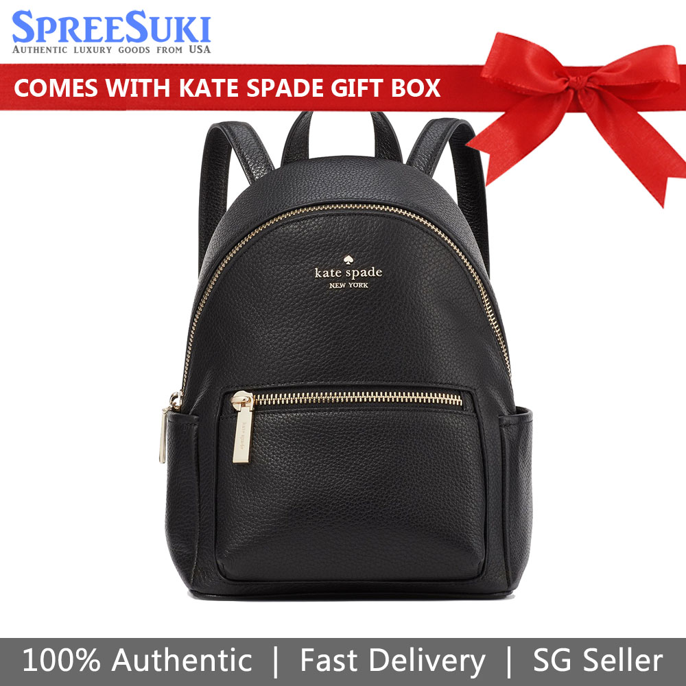 Kate Spade Leila Pebbled Leather Mini Dome Backpack Black # KB650