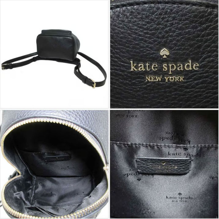 Kate Spade Leila Pebbled Leather Mini Dome Backpack Black # KB650