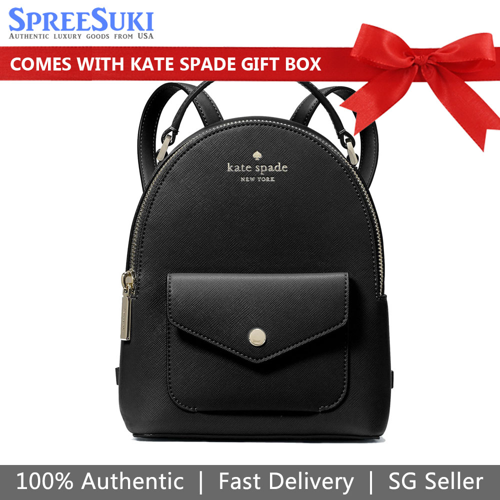 Kate Spade Mini Backpack Saffiano Pvc Leather Schuyler Black # K8702