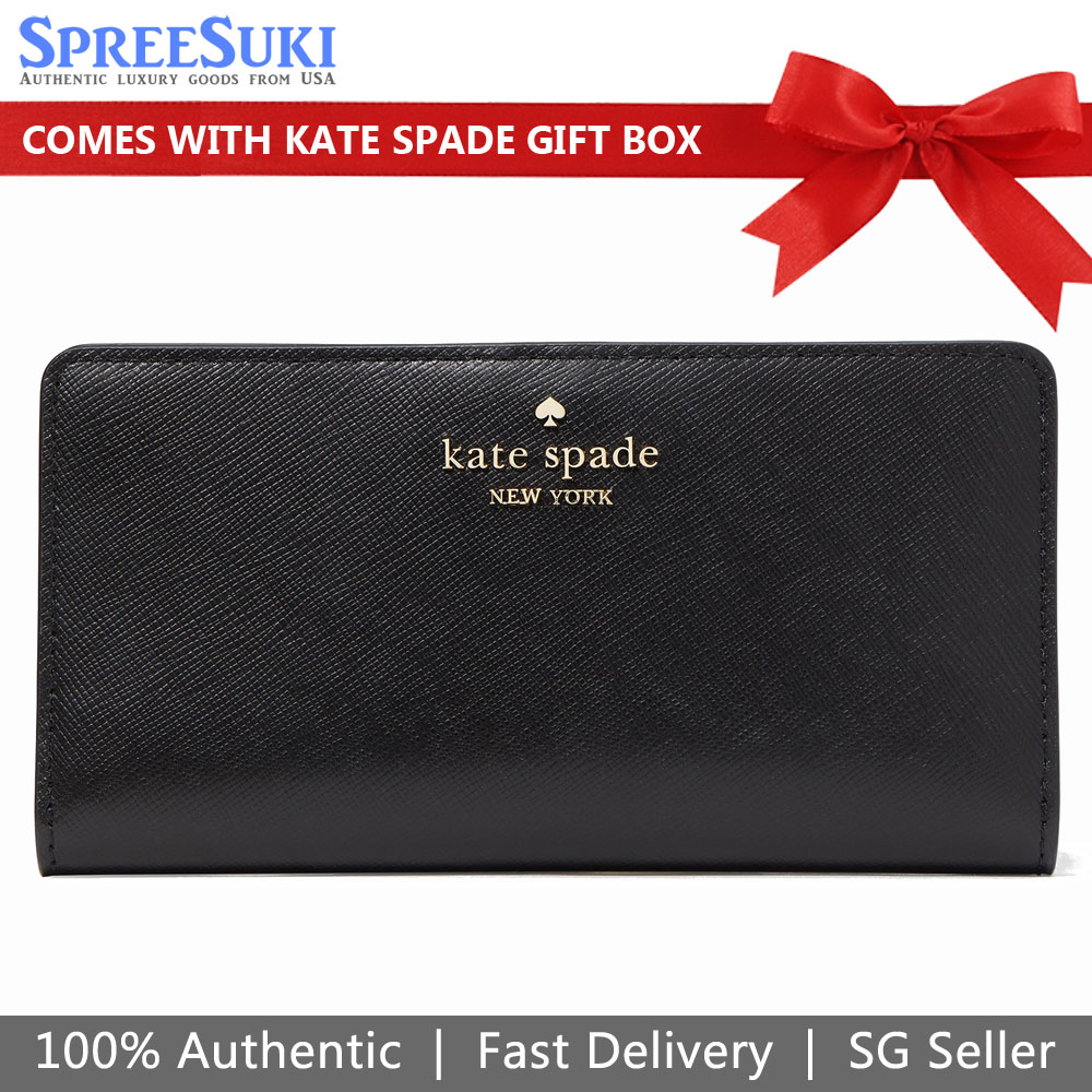 Kate Spade Long Wallet Medium Wallet Madison Large Slim Bifold Wallet Black # KC579