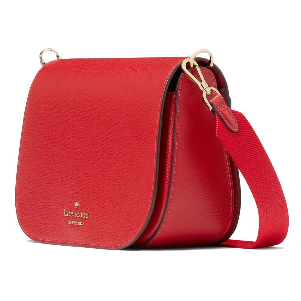 Kate Spade Madison Saffiano Leather Cherry Saddle Crossbody Bag Sling Candied Cherry Red # KC438