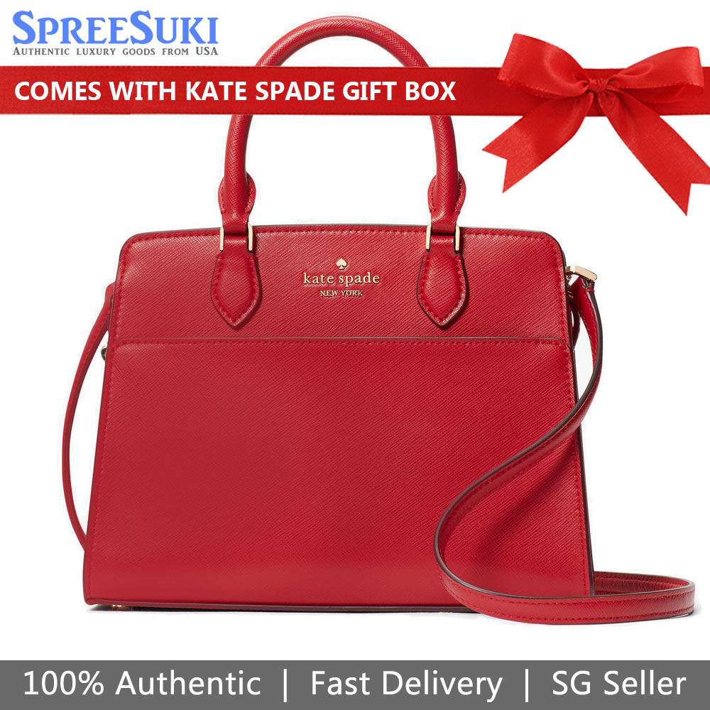 Kate Spade Crossbody Bag Sling Madison Saffiano Leather Small Satchel Candied Cherry Red # KC437