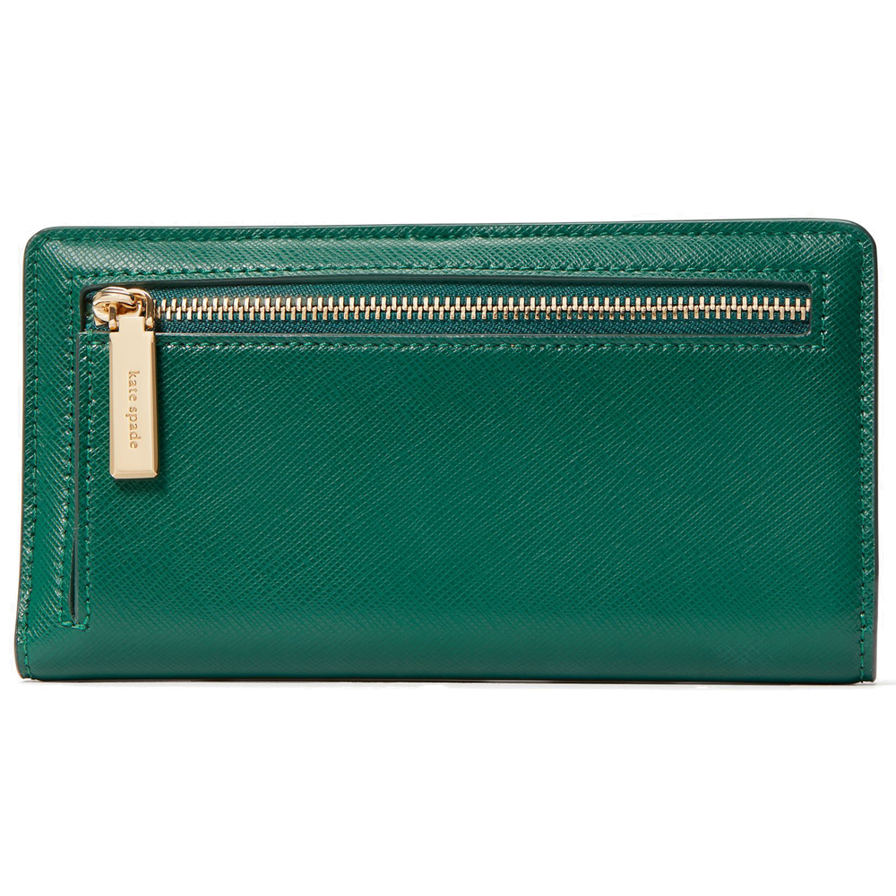 Kate Spade Long Wallet Medium Wallet Madison Large Slim Bifold Saffiano Leather Wallet Deep Jade Green # KC579