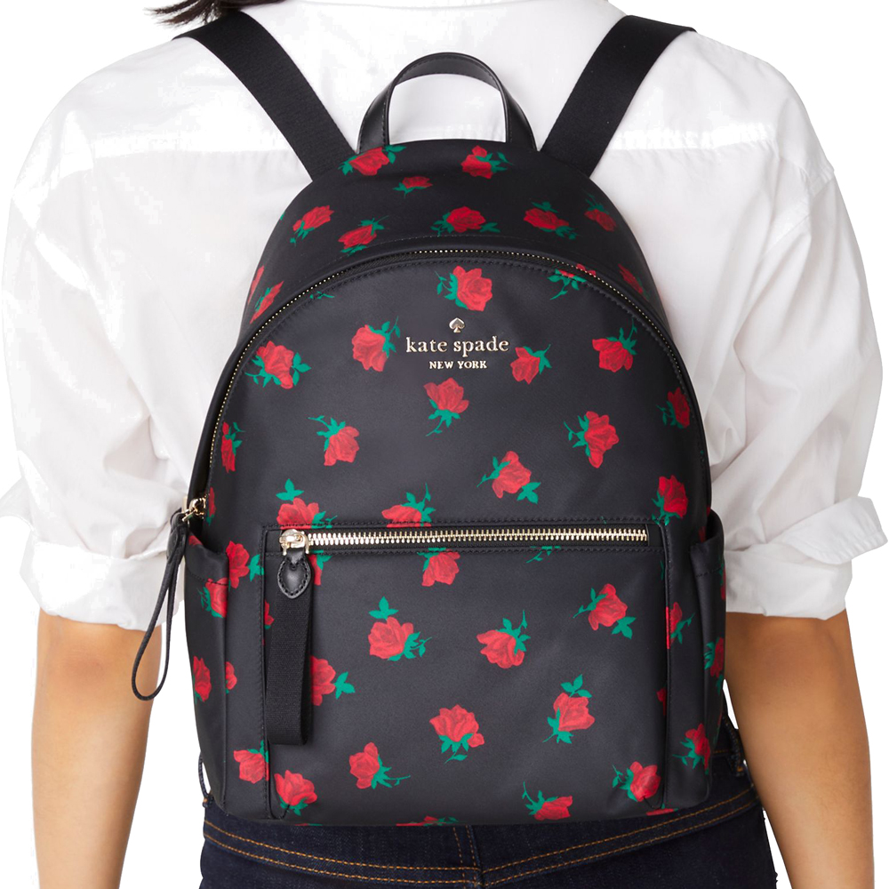 Kate Spade Medium Backpack Ross Toss Print Chelsea Black # KE435