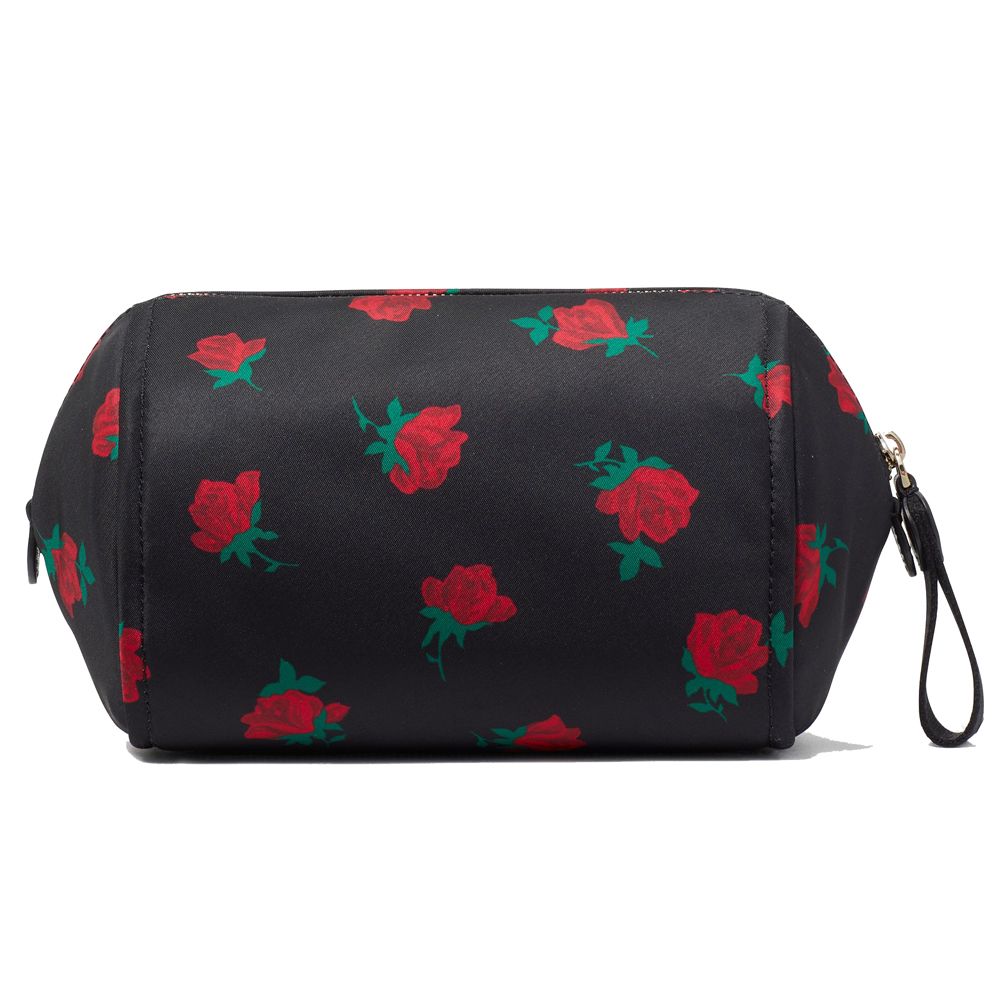 Kate Spade Chelsea Rose Toss Printed Medium Cosmetic Case Black # KE611