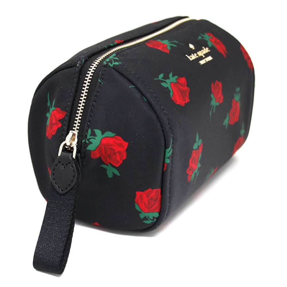 Kate Spade Chelsea Rose Toss Printed Medium Cosmetic Case Black # KE611