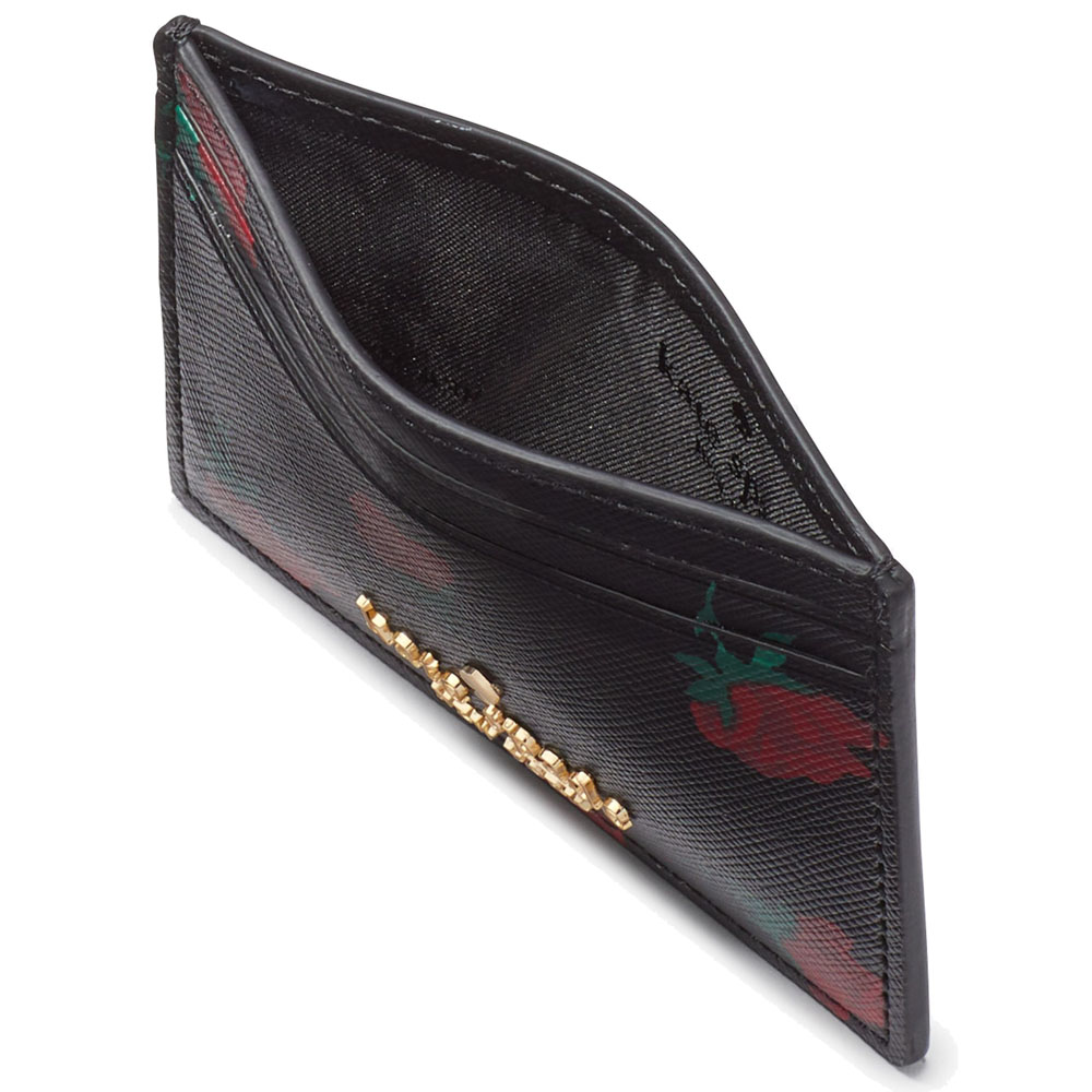 Kate Spade Madison Ditsy Rose Toss Printed Card Holder Black # KE995