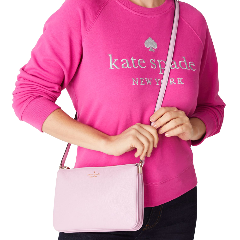 Kate Spade Leila Triple Gusset Crossbody Quartz Pink # WKR00448