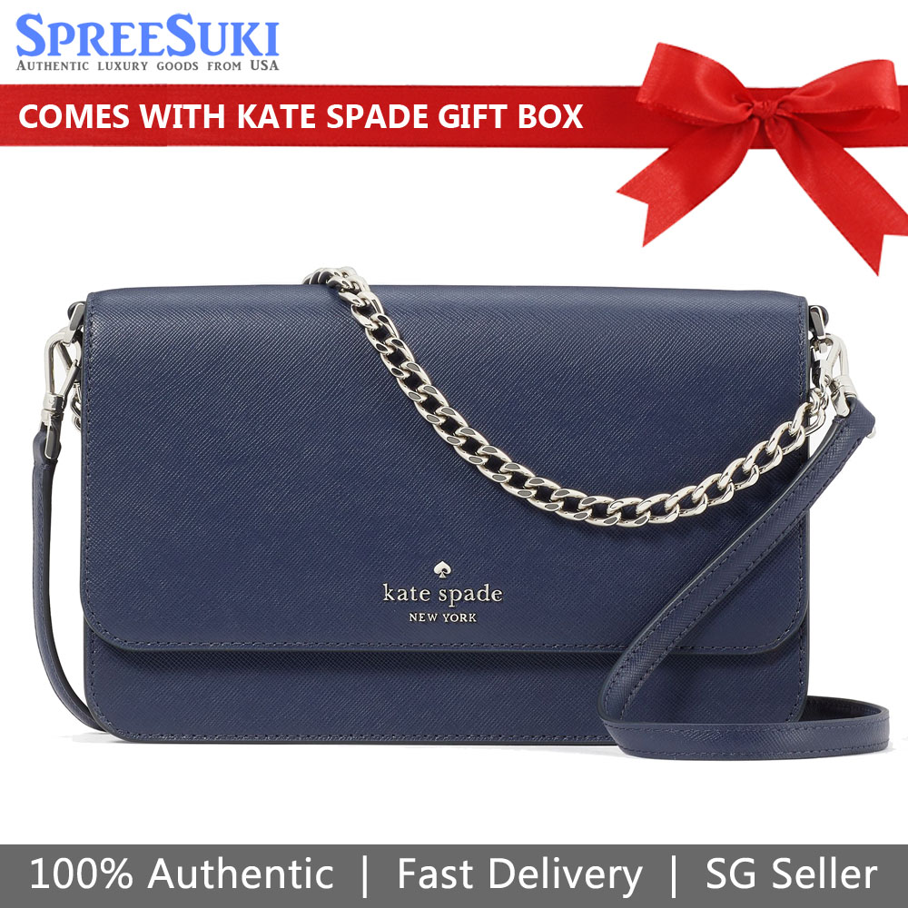 Kate Spade Madison Crossbody Bag Sling Flap Convertible Parisian Navy Blue # KC430