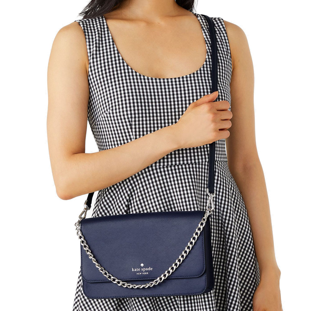 Kate Spade Madison Crossbody Bag Sling Flap Convertible Parisian Navy Blue # KC430