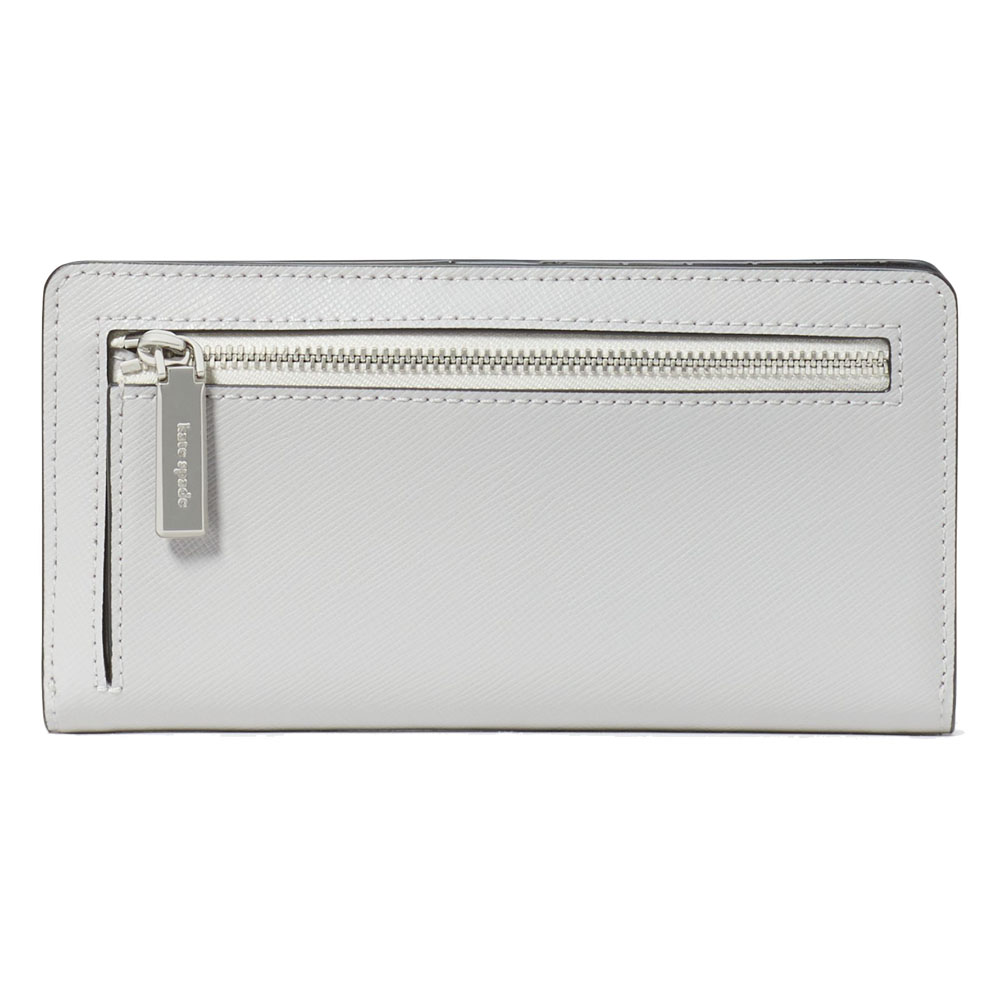 Kate Spade Long Wallet Medium Wallet Madison Large Slim Bifold Wallet Colorblock Saffiano Platinum Grey # KC510