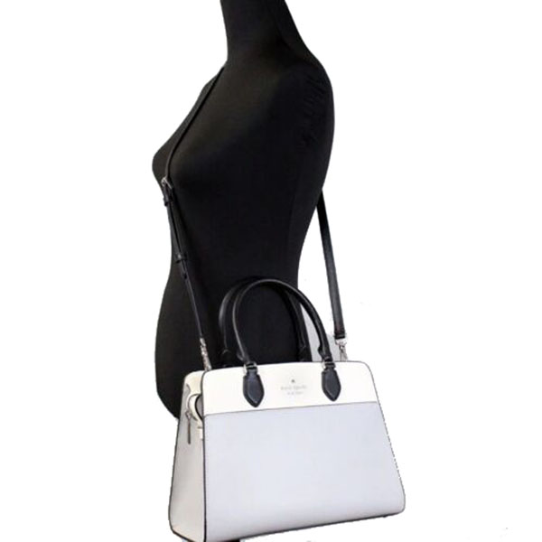 Kate Spade Crossbody Bag Sling Madison Colorblock Saffiano Satchel Platinum Grey White # KC621