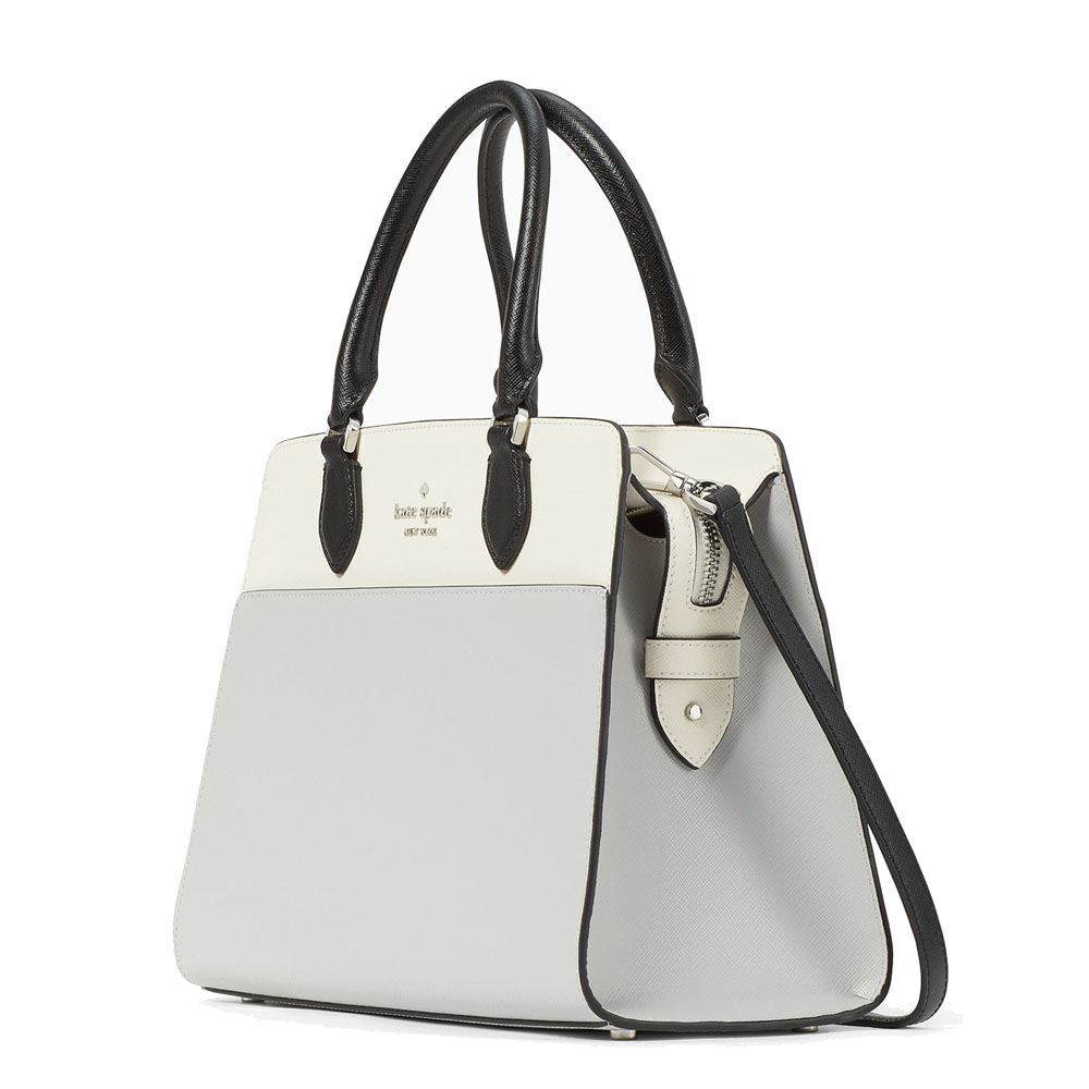 Kate Spade Crossbody Bag Sling Madison Colorblock Saffiano Satchel Platinum Grey White # KC621