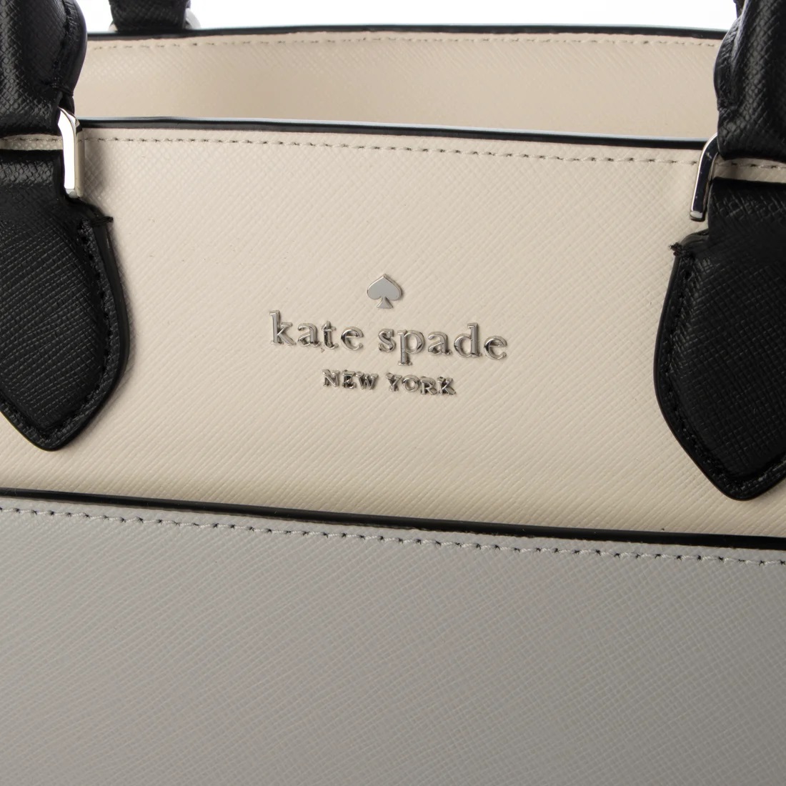 Kate Spade Crossbody Bag Sling Madison Colorblock Saffiano Satchel Platinum Grey White # KC621