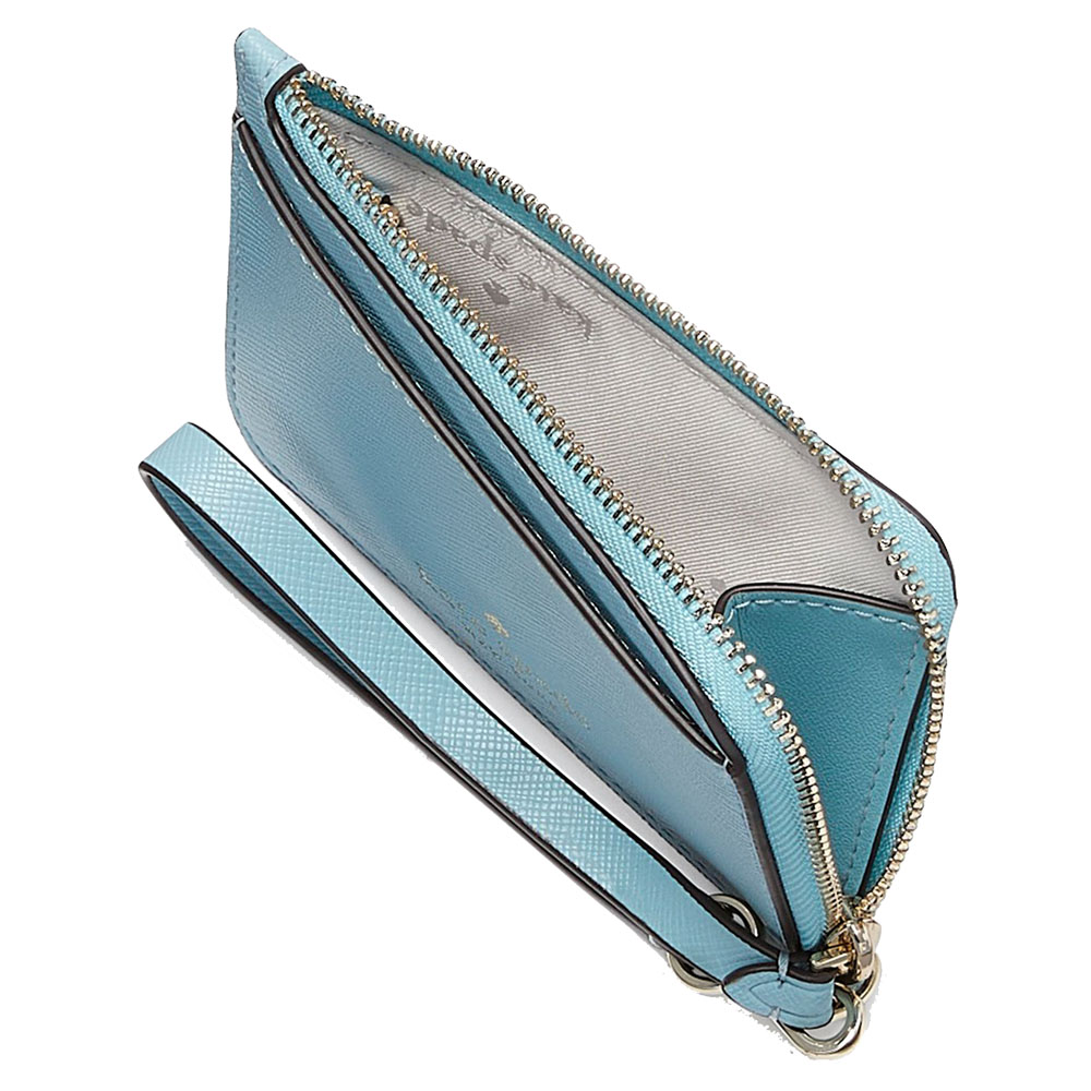 Kate Spade Small Card Holder Wristlet Saffiano Pvc Schuyler Smoky Blue # KE701