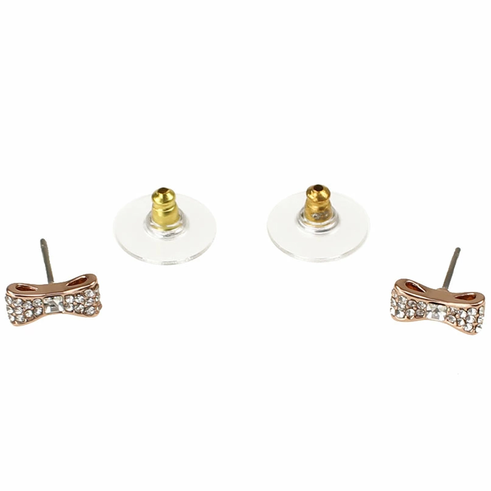 Kate Spade Bow Pave Bow Studs Earrings Rose Gold # O0RU1561