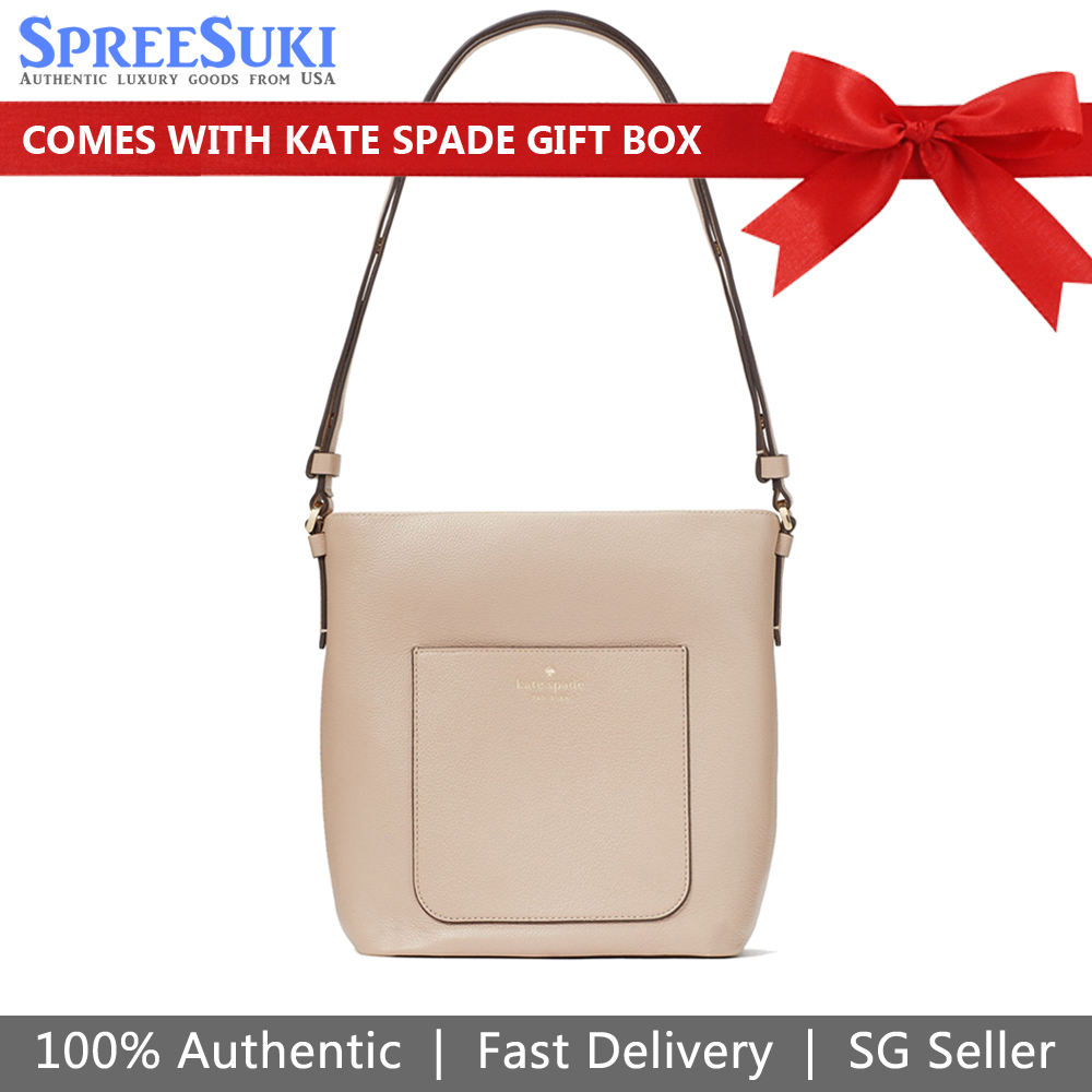 Kate Spade Elsie Pebbled Leather Shoulder Bag Warm Beige # KE389