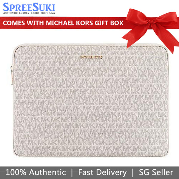 Michael Kors Jet Set Travel Large Laptop Sleeve Case 15 Inch Light Cream # 35T1GTVN7B