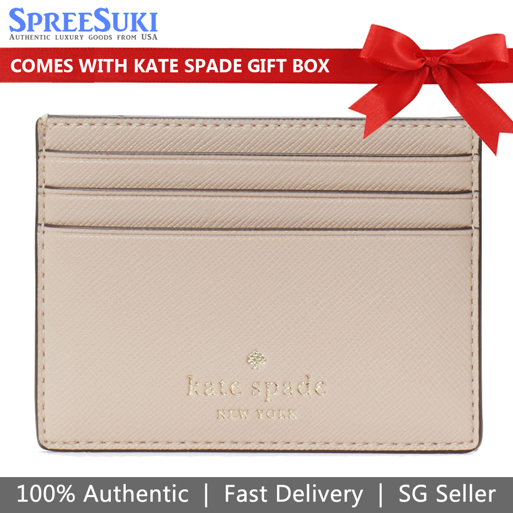 Kate Spade Schuyler Small Slim Card Holder Saffiano Warm Beige # KE703