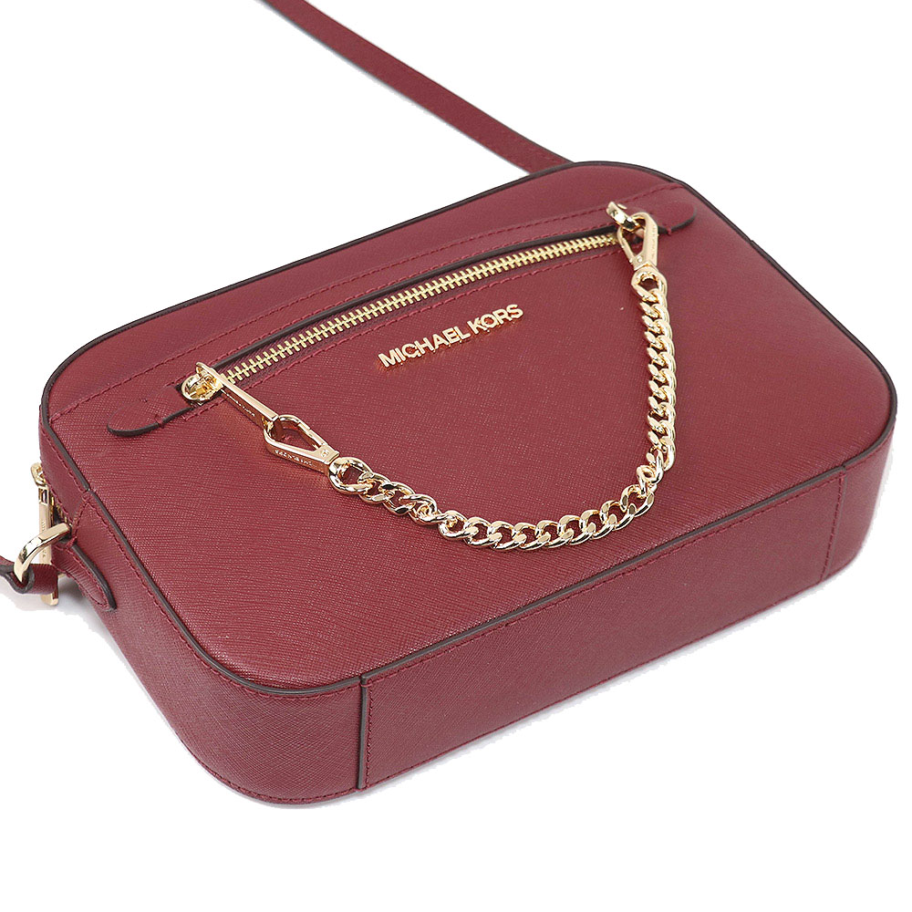 Michael Kors Crossbody Bag Sling Jet Set Item Large East West Chain Crossbody Dark Cherry Red # 35S1GTTC7L