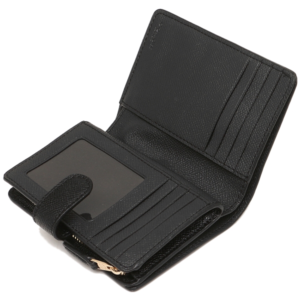 Coach Wallet In Gift Box Medium Corner Zip Wallet In Crossgrain Leather Black # F11484D6