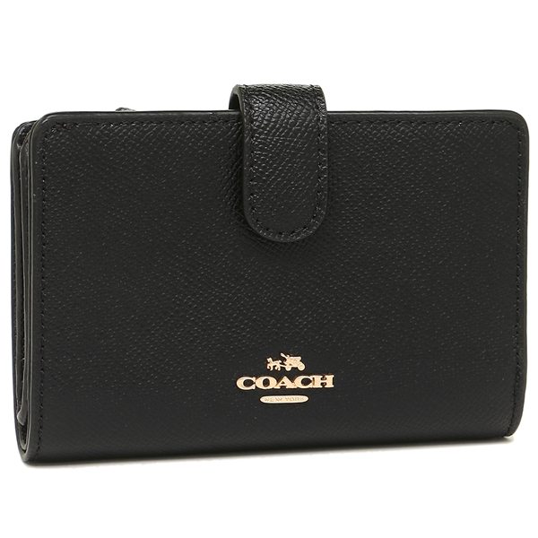 Coach Wallet In Gift Box Medium Corner Zip Wallet In Crossgrain Leather Black # F11484D6