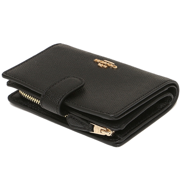 Coach Wallet In Gift Box Medium Corner Zip Wallet In Crossgrain Leather Black # F11484D6