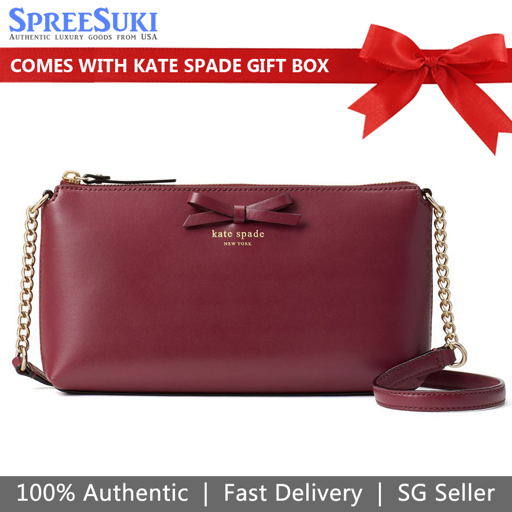 Kate Spade Crossbody Bag With Gift Paper Bag Sawyer Street Declan Black Cherry # WKRU4039D1