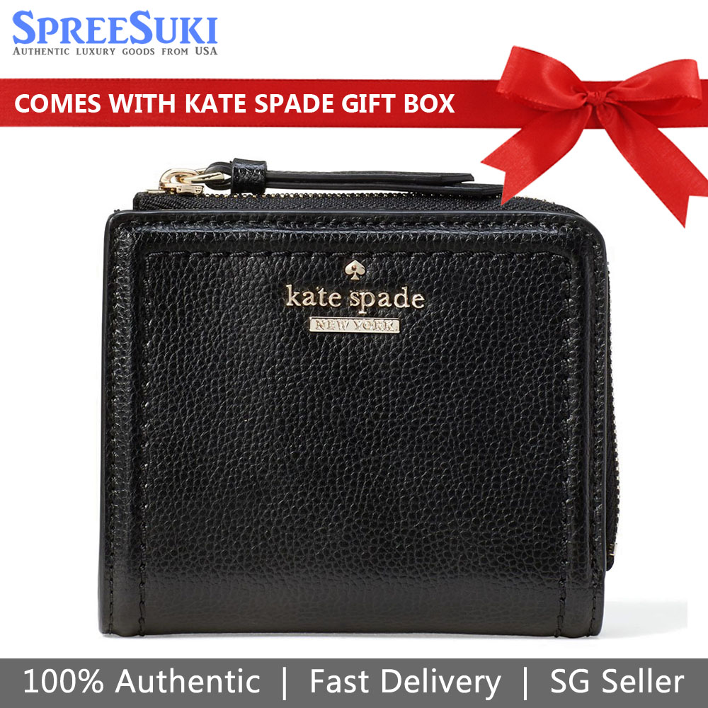 Kate Spade Small Wallet Patterson Drive L-Zip Bifold Wallet Black # WLRU5599D1