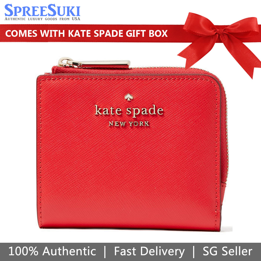 Kate Spade Small I-Zip Bifold Wallet Digital Red Bright Red # WLR00143D6