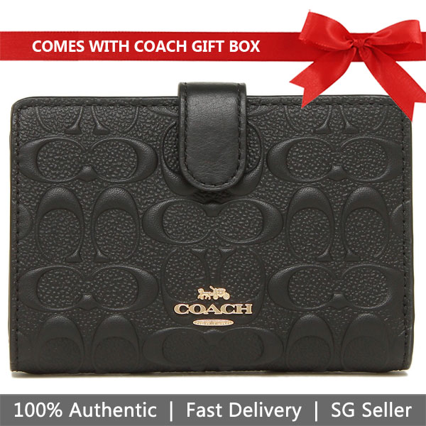 Coach Wallet In Gift Box Medium Wallet Medium Corner Zip Wallet In Signature Leather Black # F67565D1