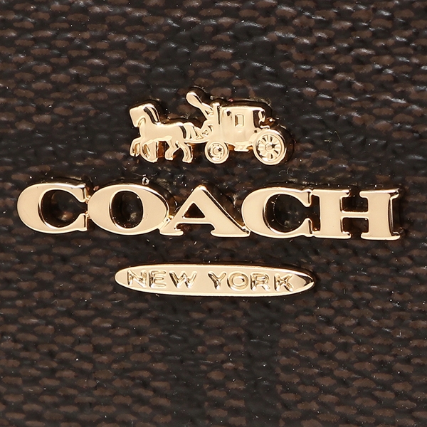 Coach Key Card Case In Gift Box Mini Skinny Id Case In Signature Canvas Brown / True Red # F88208D12