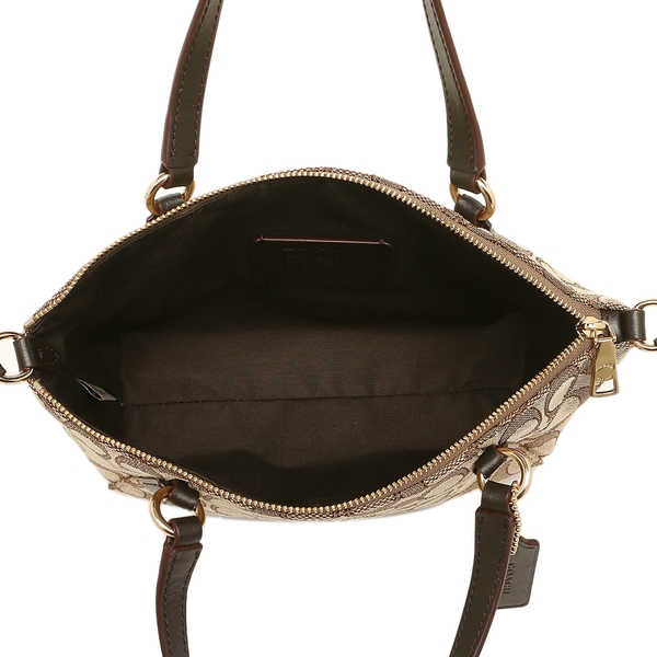 Coach Crossbody Bag In Gift Box Mini Kelsey Satchel In Outline Signature Khaki Brown # F27580D1