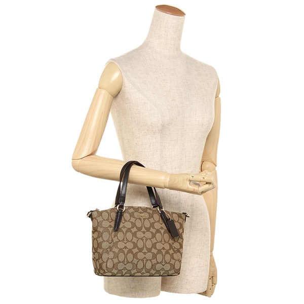 Coach Crossbody Bag In Gift Box Mini Kelsey Satchel In Outline Signature Khaki Brown # F27580D1