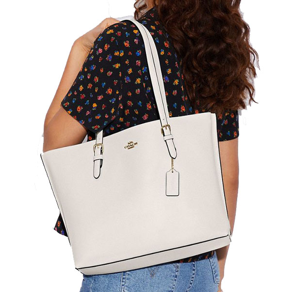 Coach Tote Shoulder Bag Mollie Tote Chalk White Light Saddle # 1671