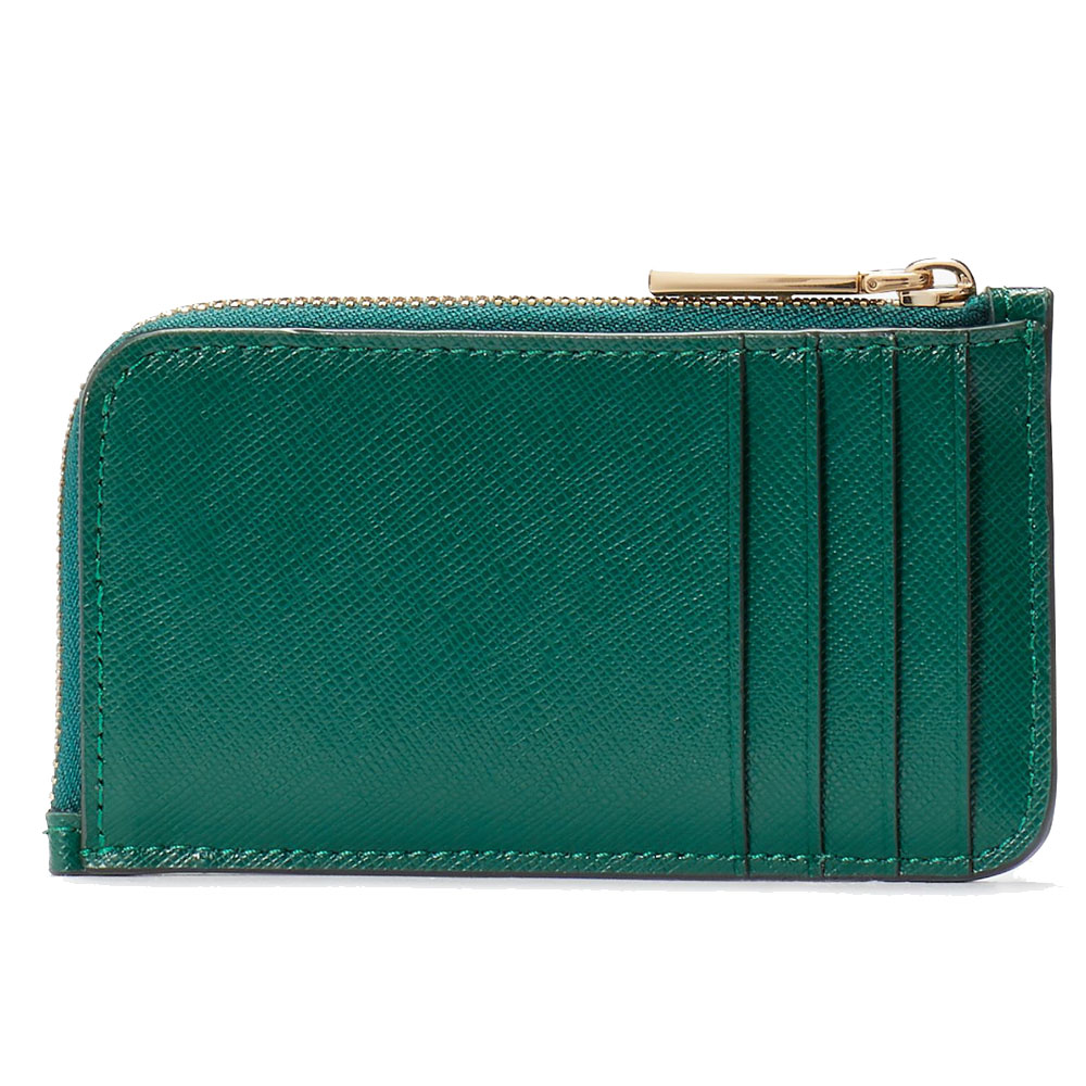 Kate Spade Madison Saffiano Leather Top Zip Card Holder Deep Jade Green # KC583