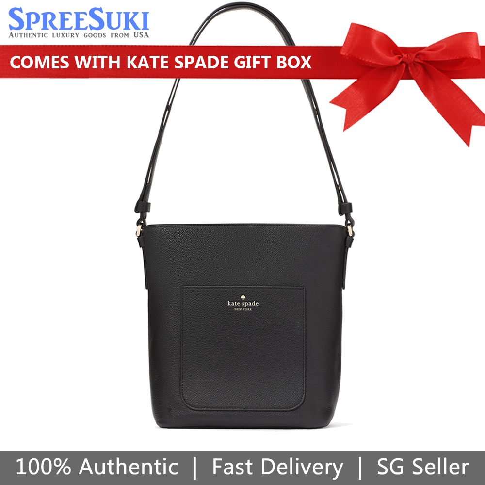 Kate Spade Elsie Pebbled Leather Shoulder Bag Black # KE389