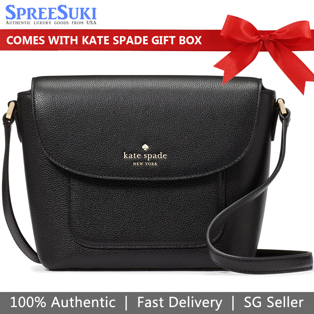 Kate Spade Crossbody Bag Sling Pebbled Leather Elsie Black # KE390