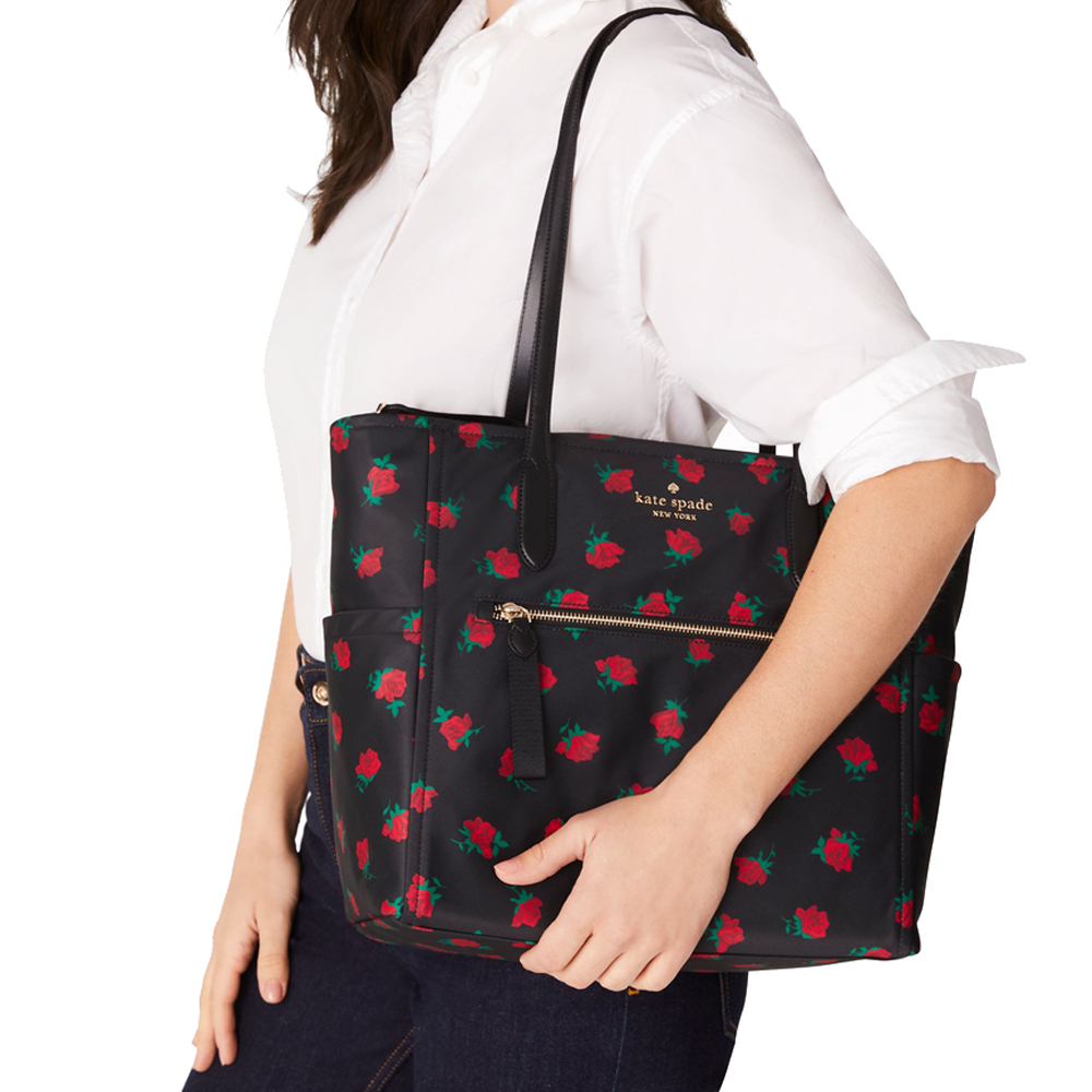 Kate Spade Chelsea Rose Toss Printed Tote Black # KE432