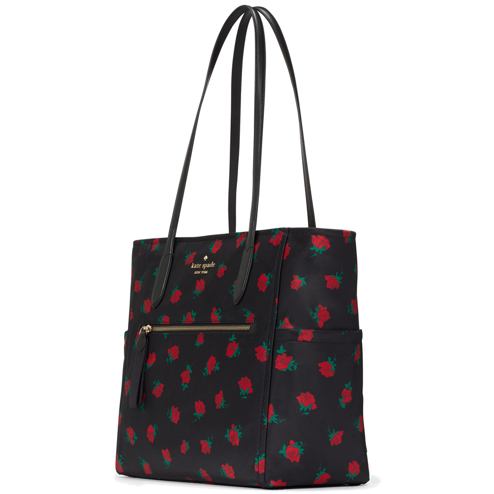 Kate Spade Chelsea Rose Toss Printed Tote Black # KE432