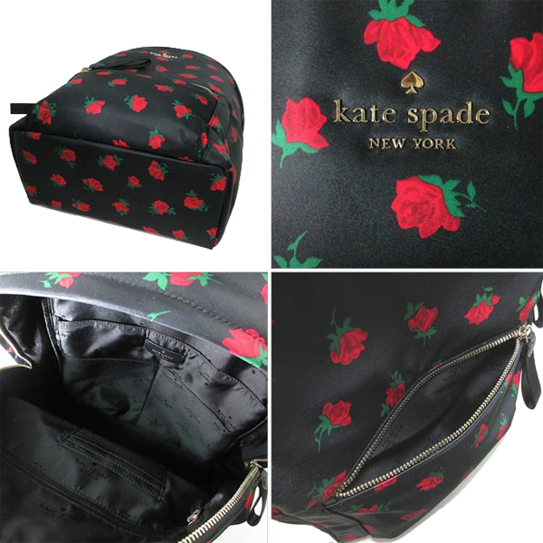 Kate Spade Chelsea Rose Toss Printed Large Backpack Black # KE436