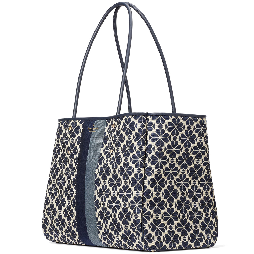 Kate Spade Flower Jacquard Stripe Everything Large Tote Blue # KE480