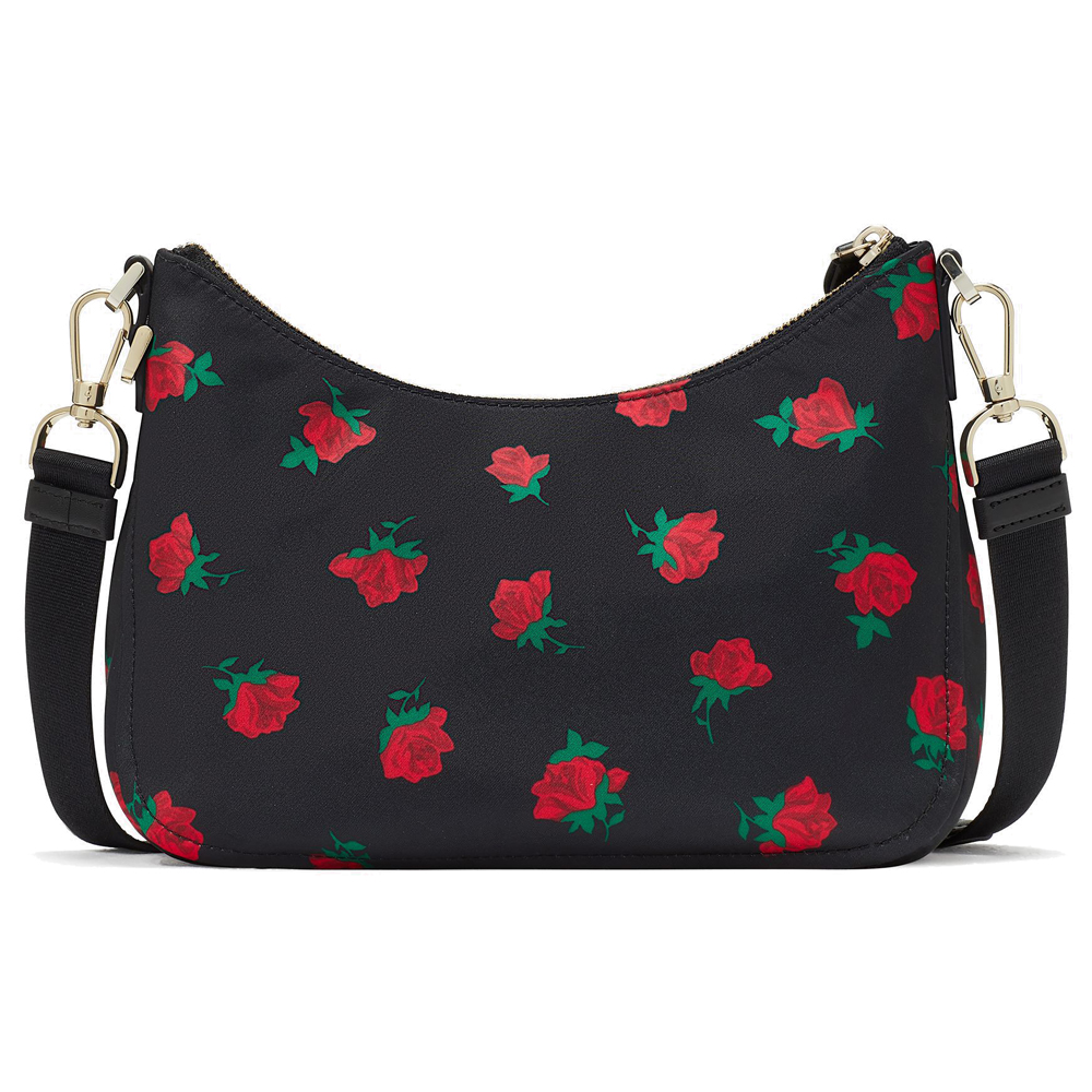 Kate Spade Chelsea Rose Toss Printed Crossbody Bag Sling Black # KE437