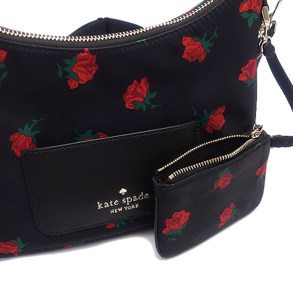 Kate Spade Chelsea Rose Toss Printed Crossbody Bag Sling Black # KE437