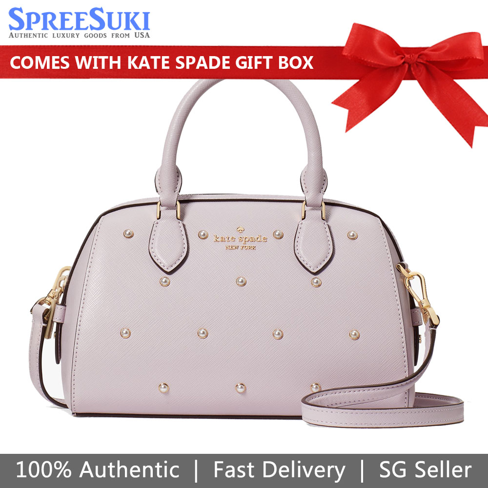 Kate Spade Crossbody Bag Sling Madison Studded Pearl Duffle Lilac Moon Light Purple # KF494