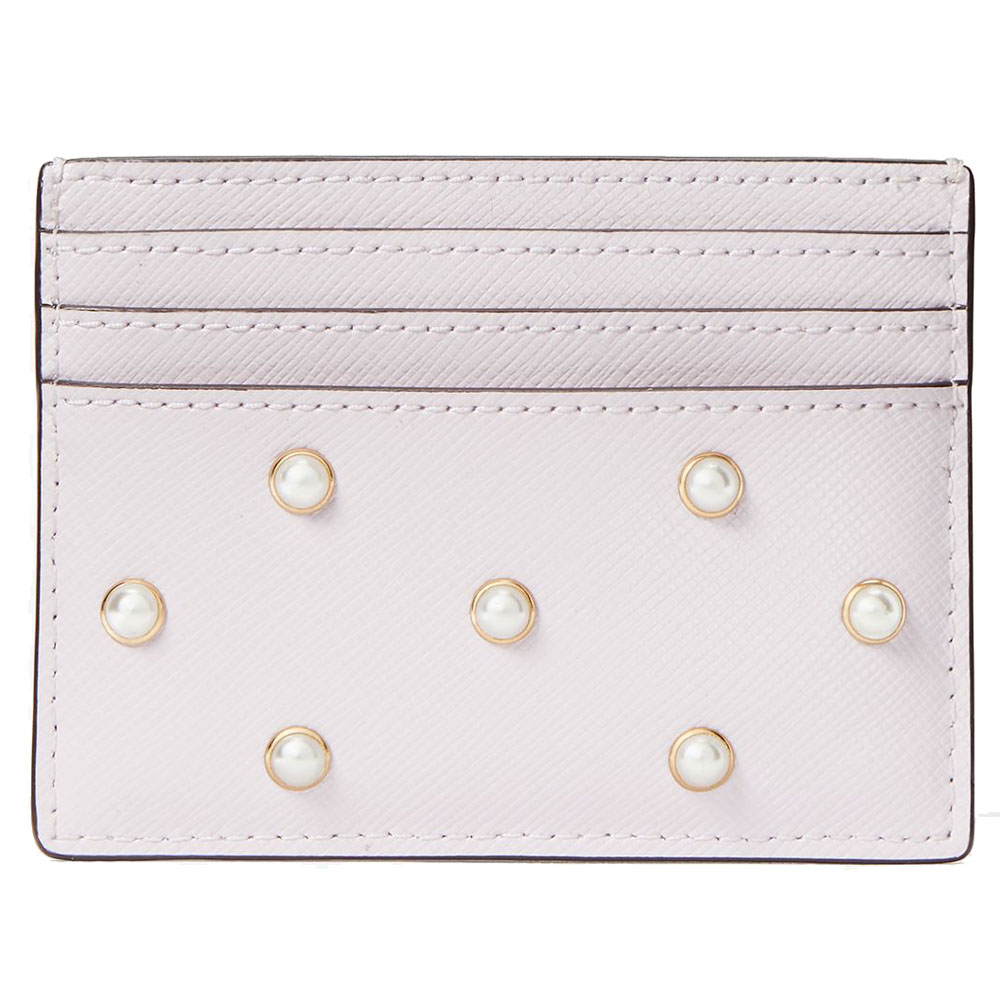 Kate Spade Madison Studded Pearl Card Holder Lilac Moon Light Purple # KG162