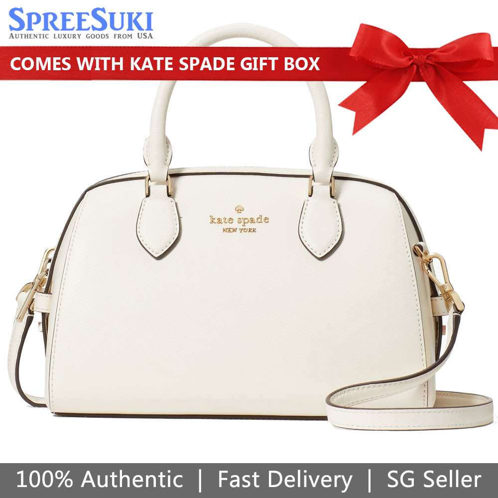 Kate Spade Madison Leather Small Duffle Satchel Crossbody Bag Sling Meringue Cream Off White # KF493