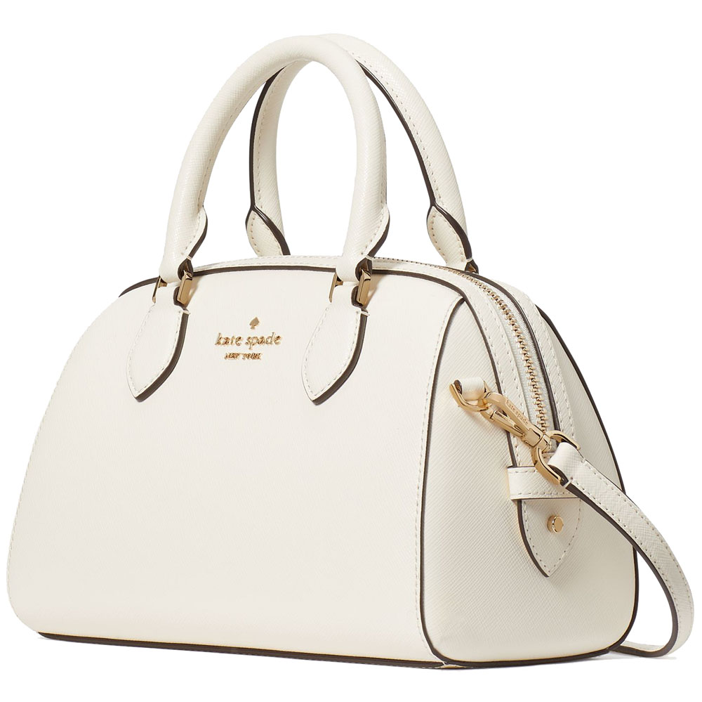 Kate Spade Madison Leather Small Duffle Satchel Crossbody Bag Sling Meringue Cream Off White # KF493