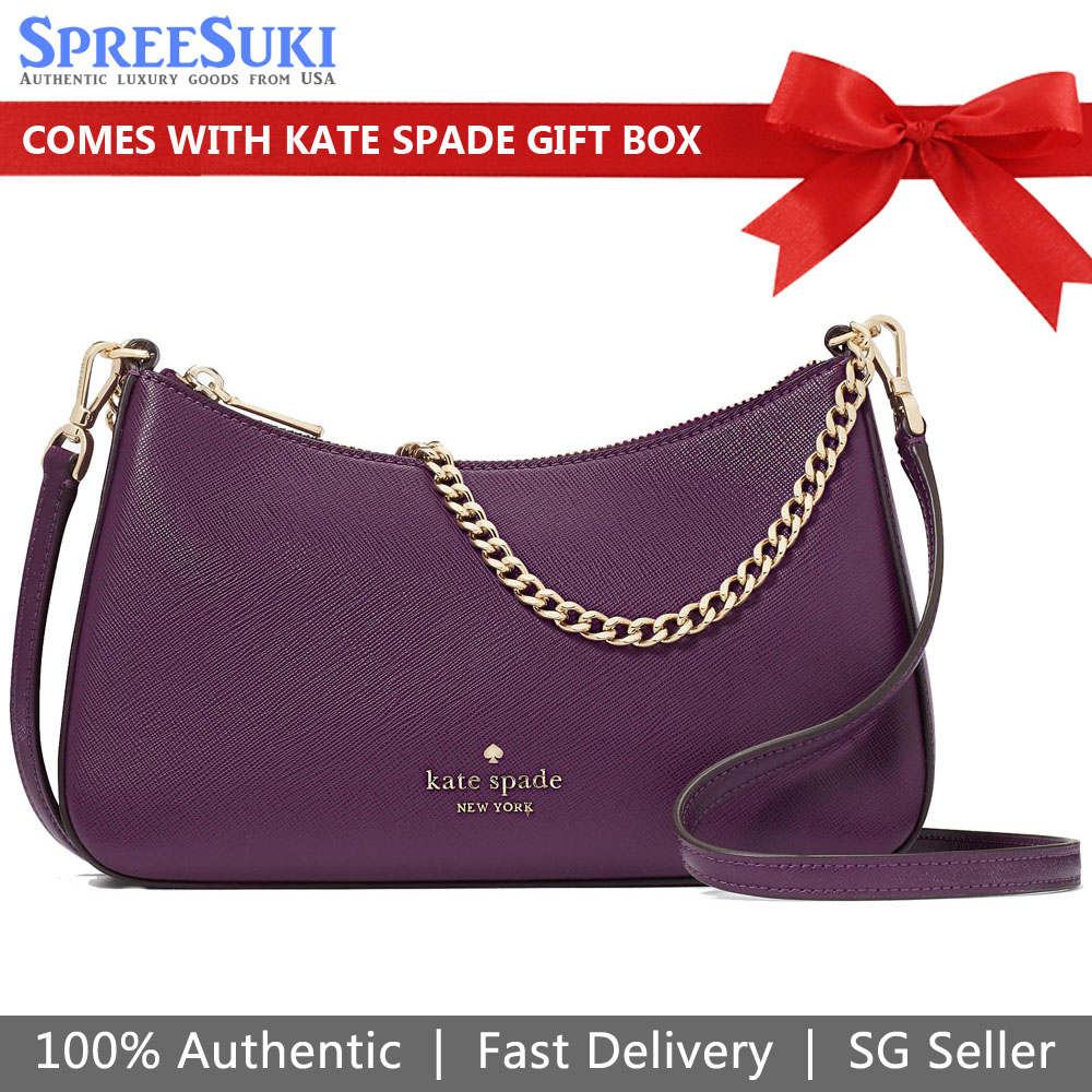 Kate Spade Madison Saffiano Leather Convertible Crossbody Ripe Plum Purple # KC439